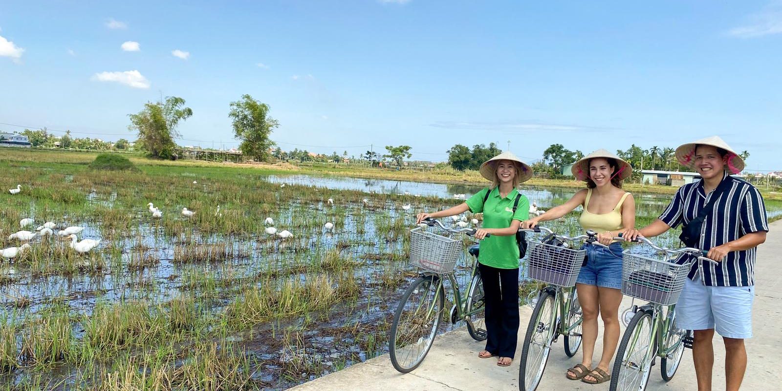 Cycling along the rice fields in the Hoi An countryside