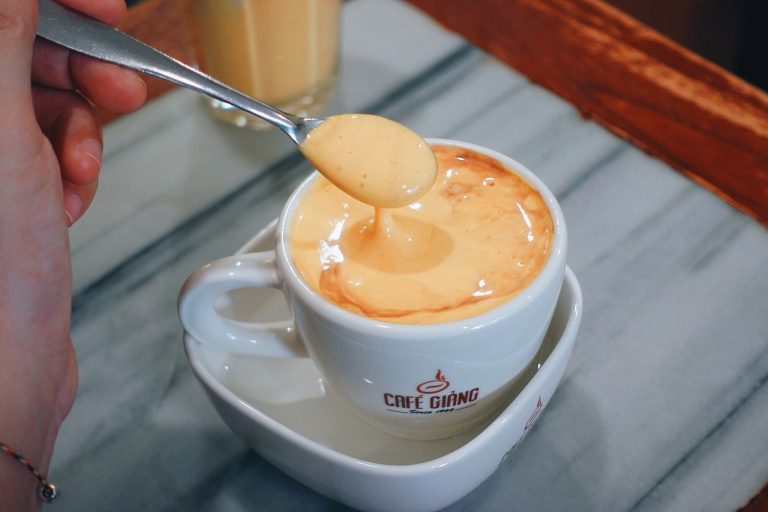 Hanoi egg coffee being stirred - Rose Travel