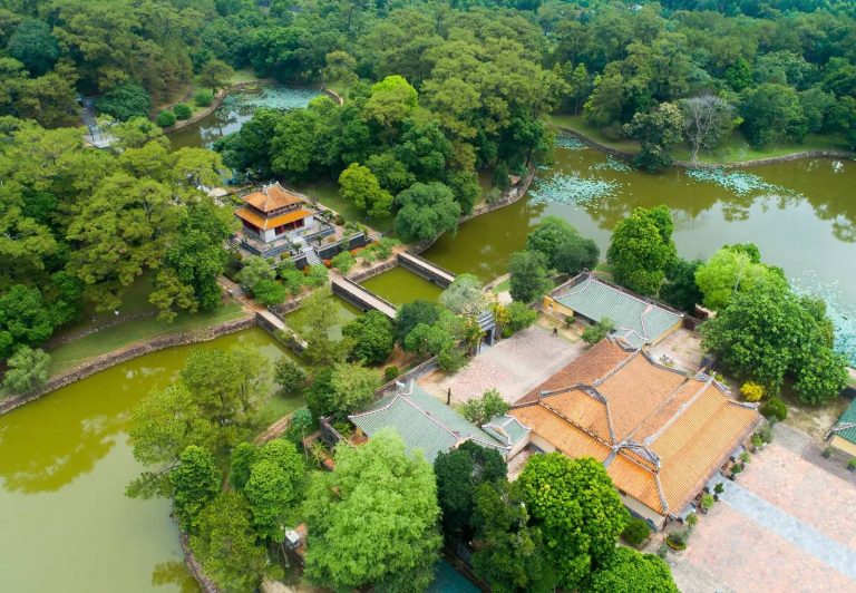 Aerial view of Tu Duc Royal Tomb and its lotus lake - Rose Travel